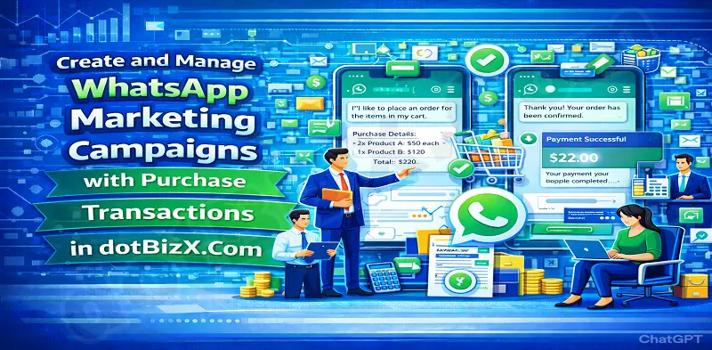 Create and Manage WhatsApp Marketing Campaigns with Purchase Transactions in dotBizX.Com