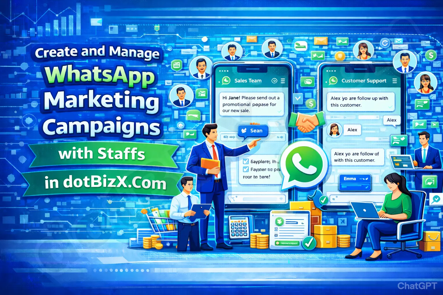 Create and Manage WhatsApp Marketing Campaigns with Staffs in dotBizX.Com