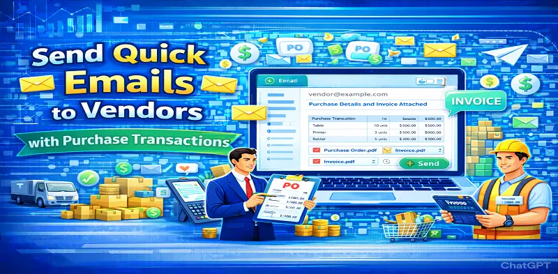 Send Quick Emails to Vendors with Purchase Transactions in dotBizX.Com