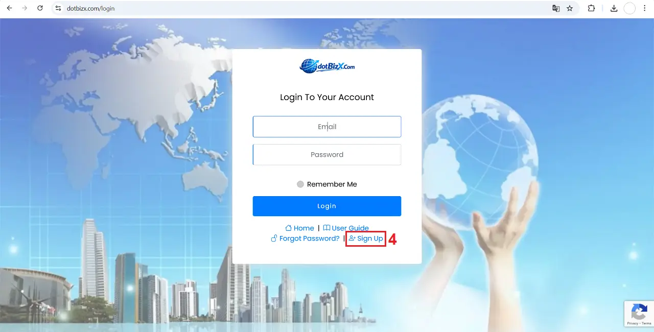 Register an account from dotBizX.Com