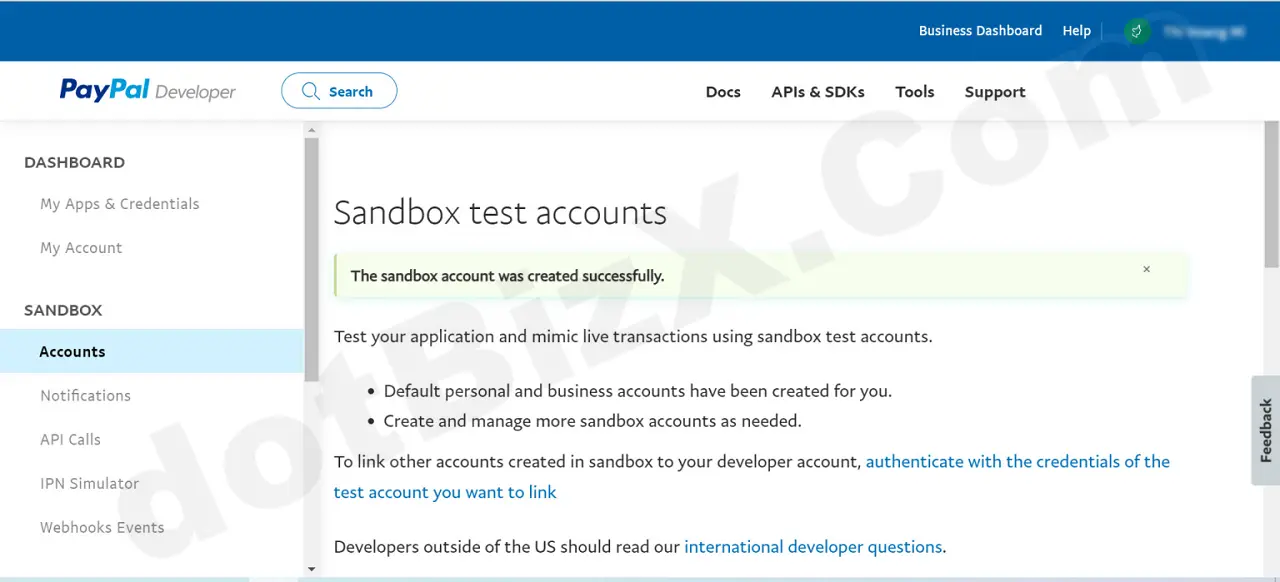 Account created successfully