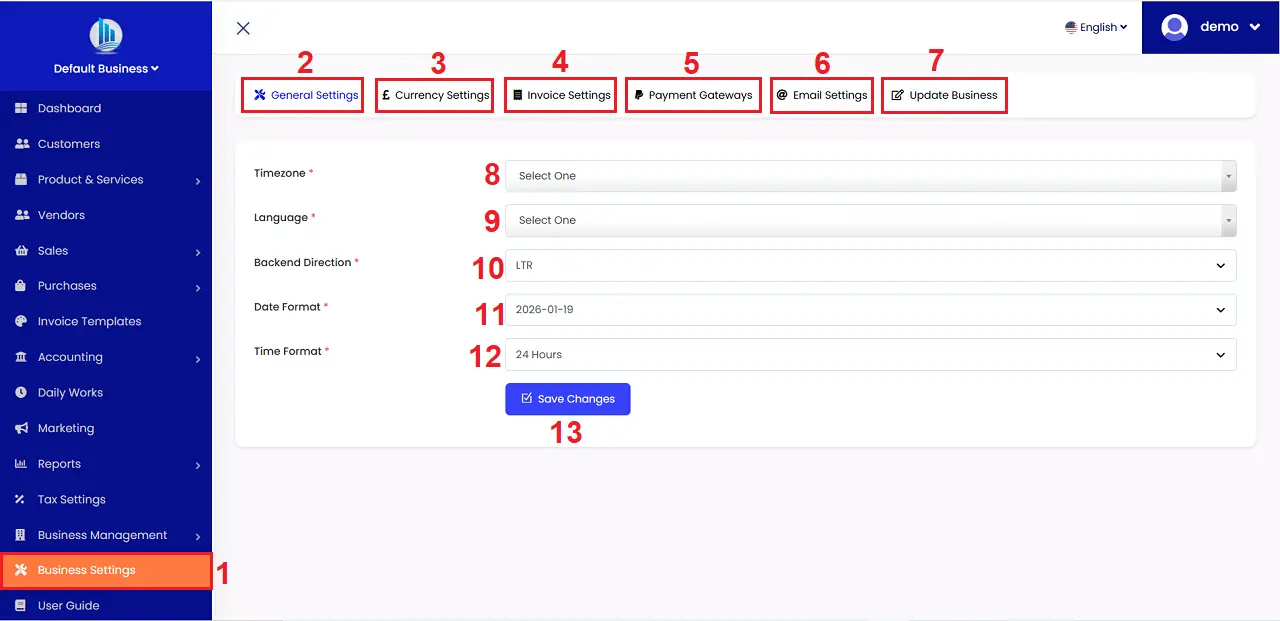 Go to Business settings