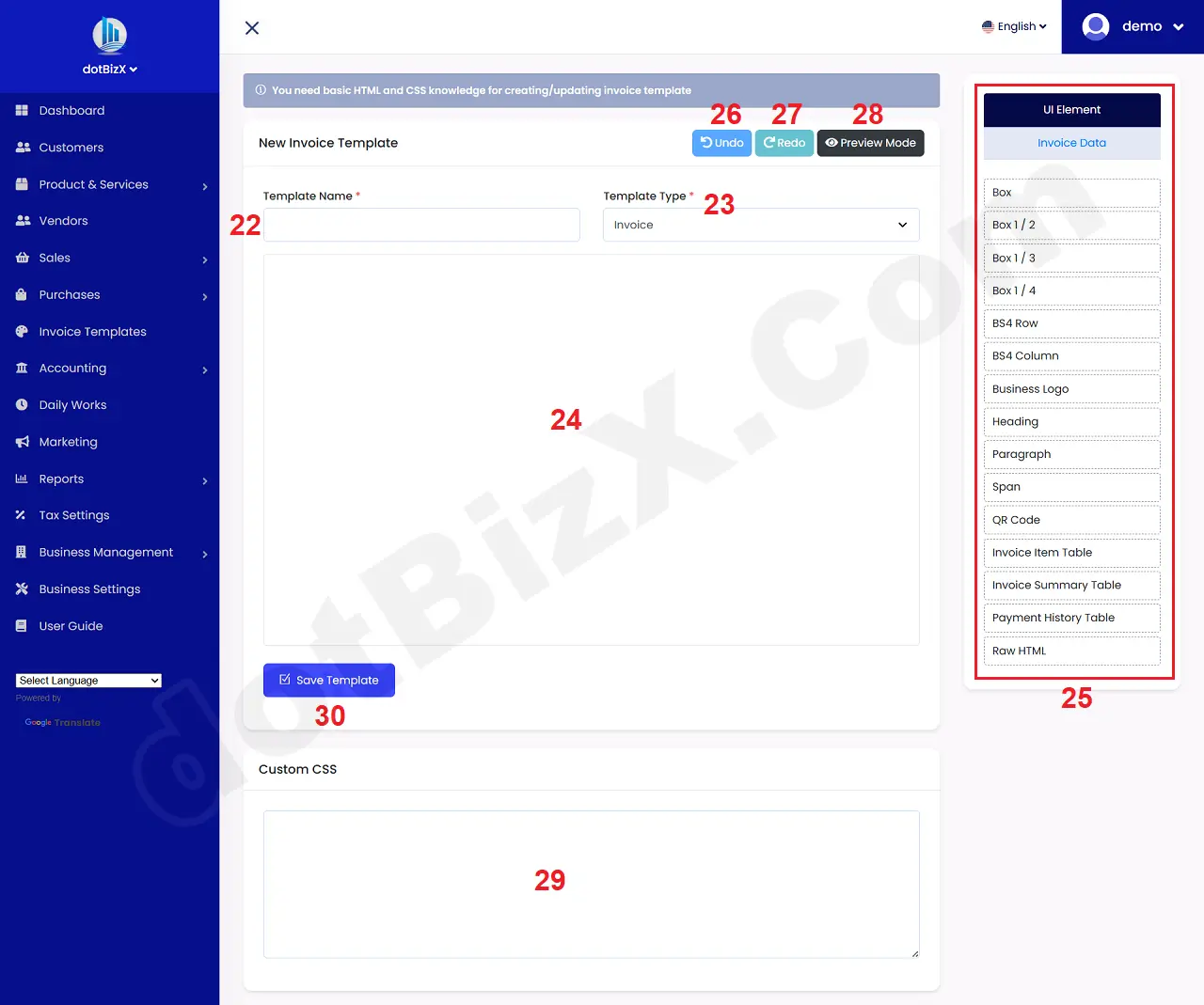 Design an invoice/quote template manually