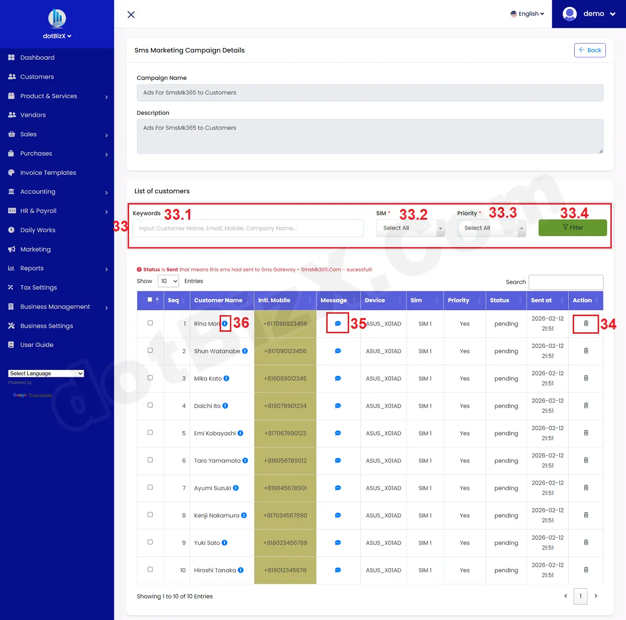 Sms Marketing Campaign Details Form