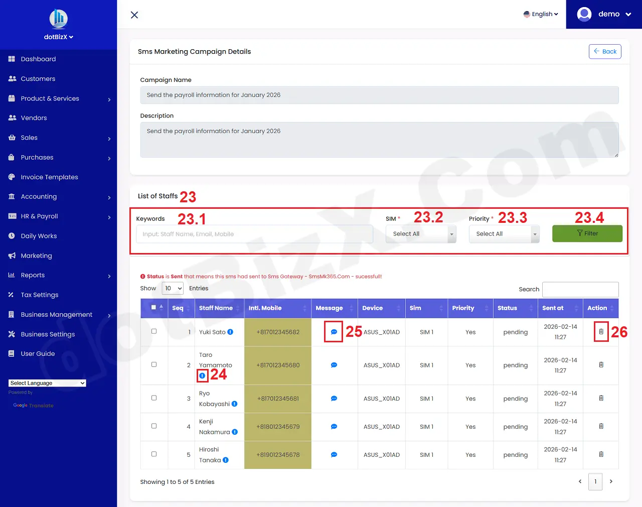 Sms Marketing Campaign Details Form