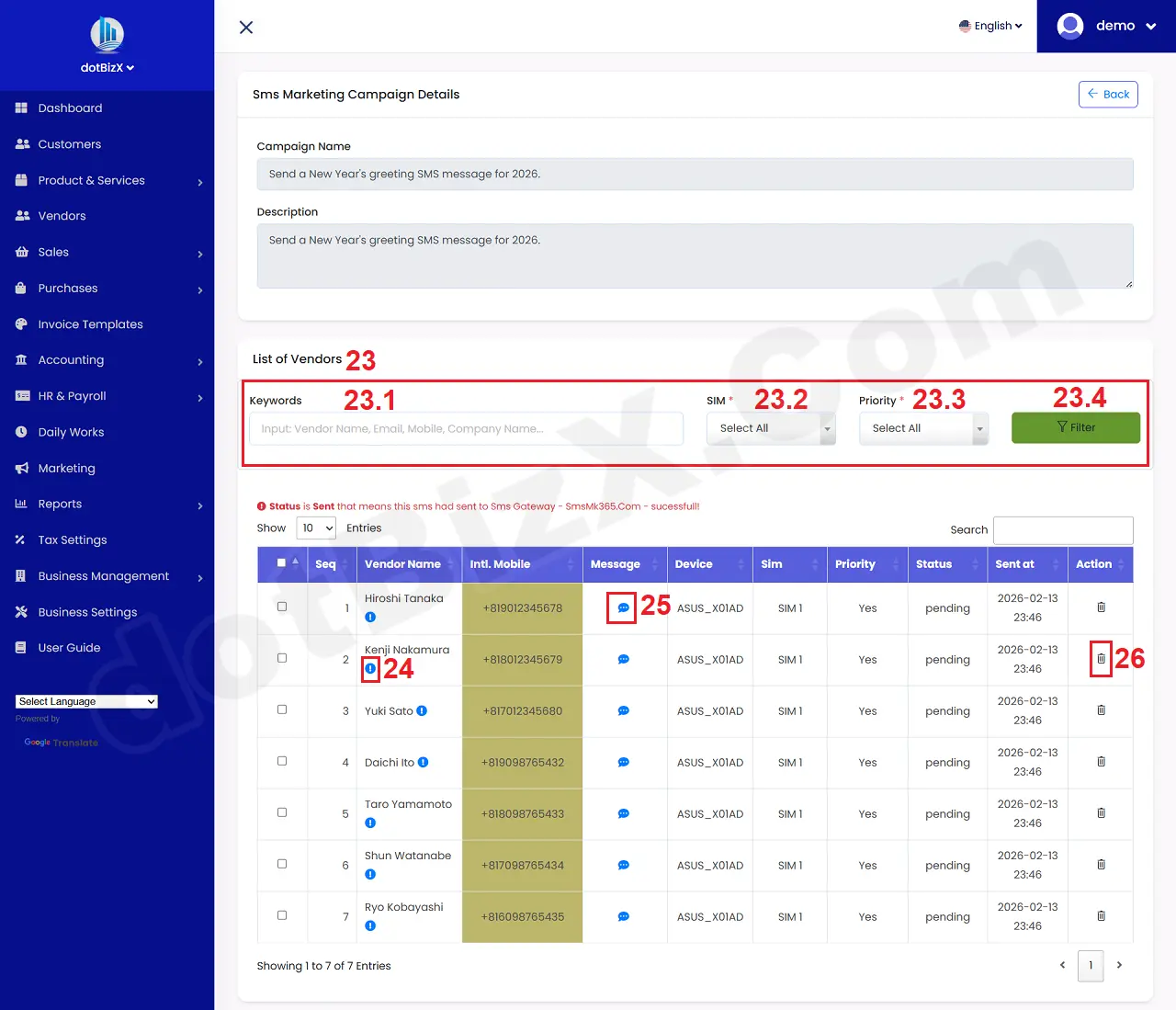 Sms Marketing Campaign Details Form