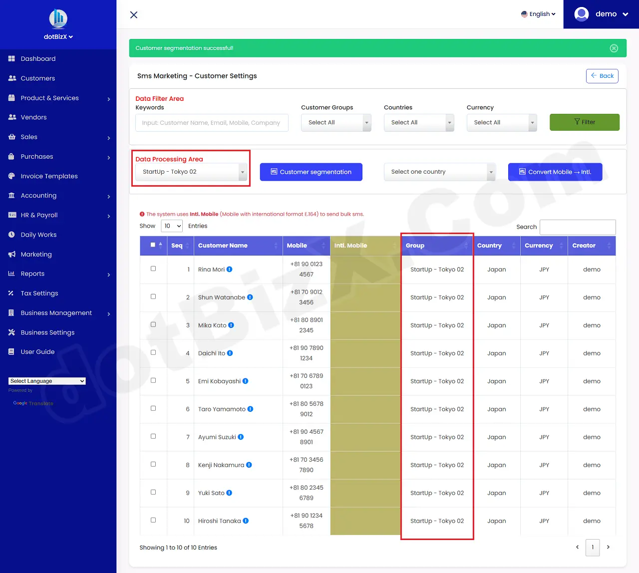 Result of Customer segmentation