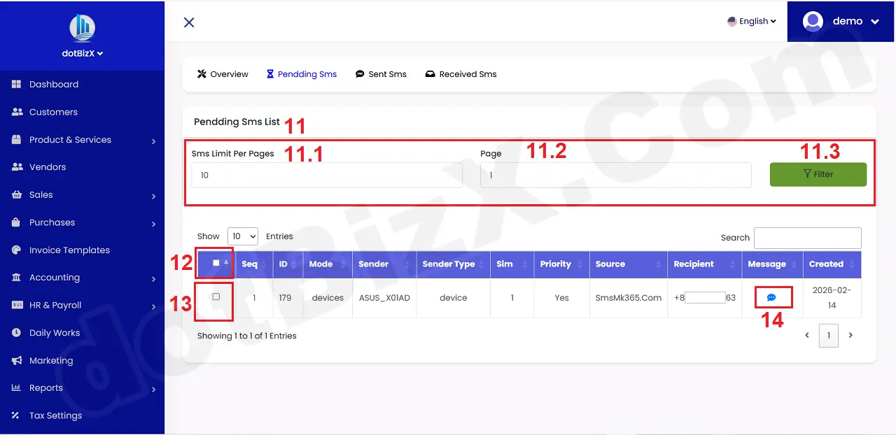 Report about Pendding Sms