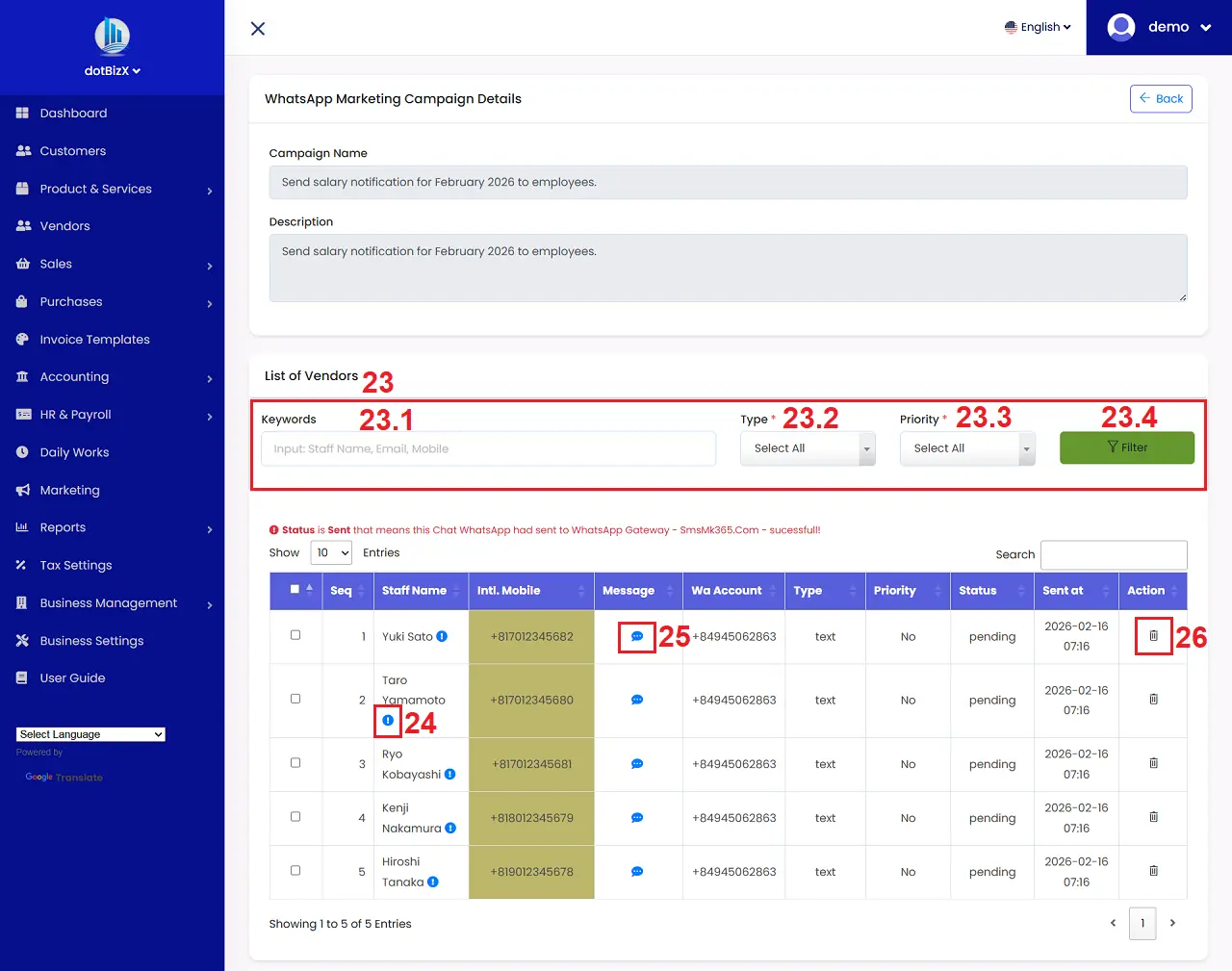 WhatsApp Marketing Campaign Details Form