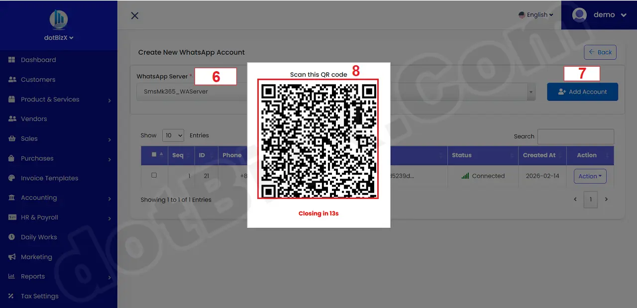 Create New WhatsApp Account Form