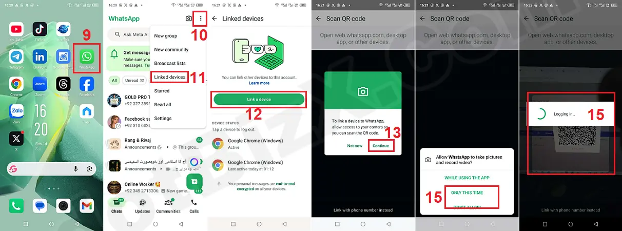 Open WhatsApp APP in Android Mobile with scan QR Code model