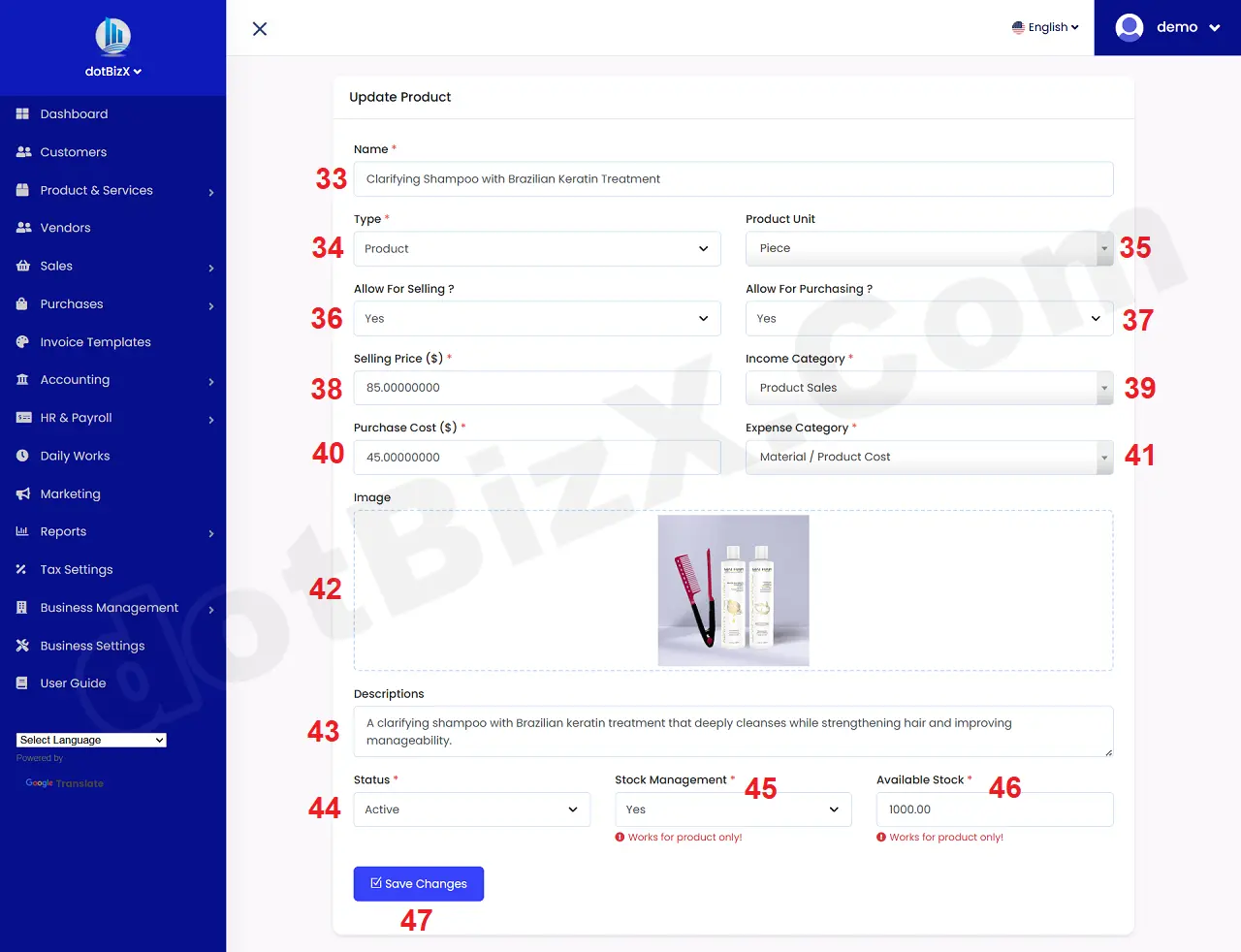 Edit an existing product
