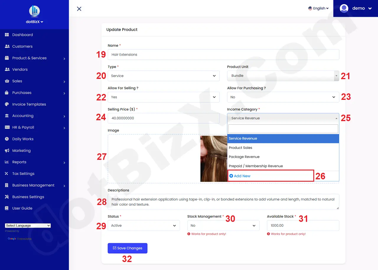 Edit an existing service