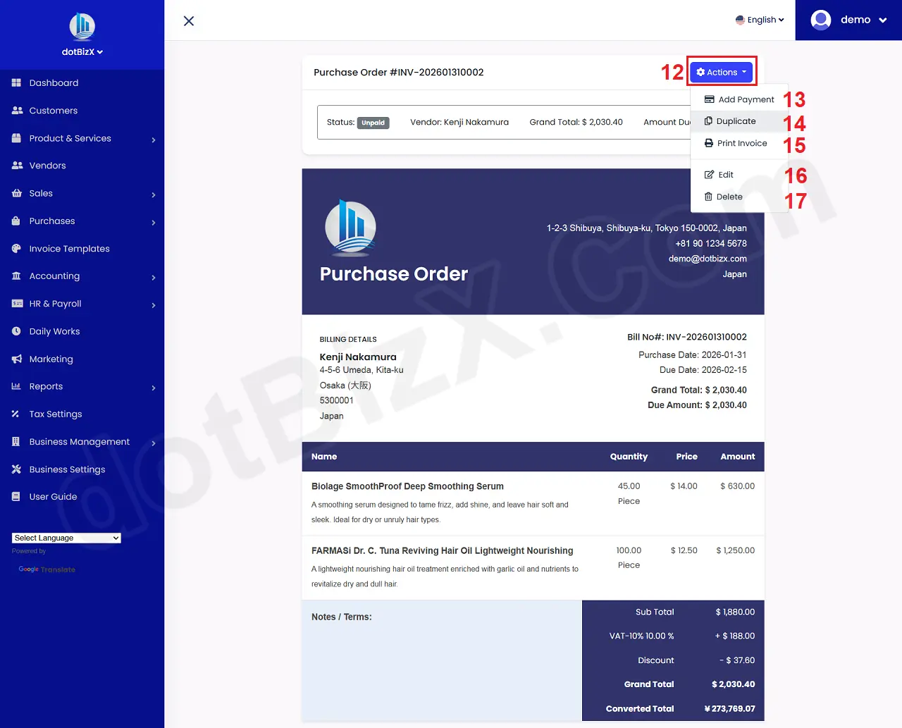 Purchase Order Detail