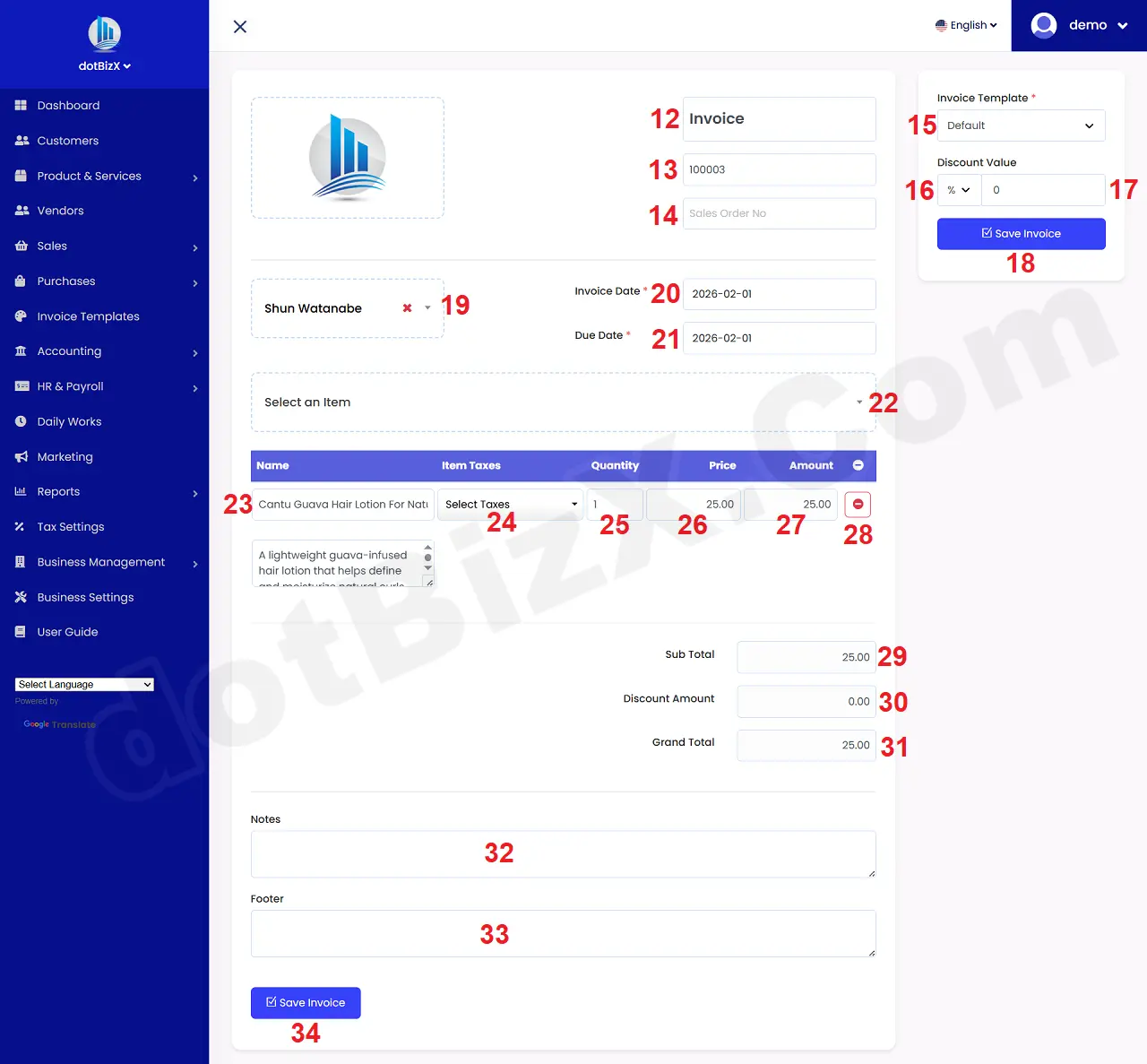 Add New Invoice Form