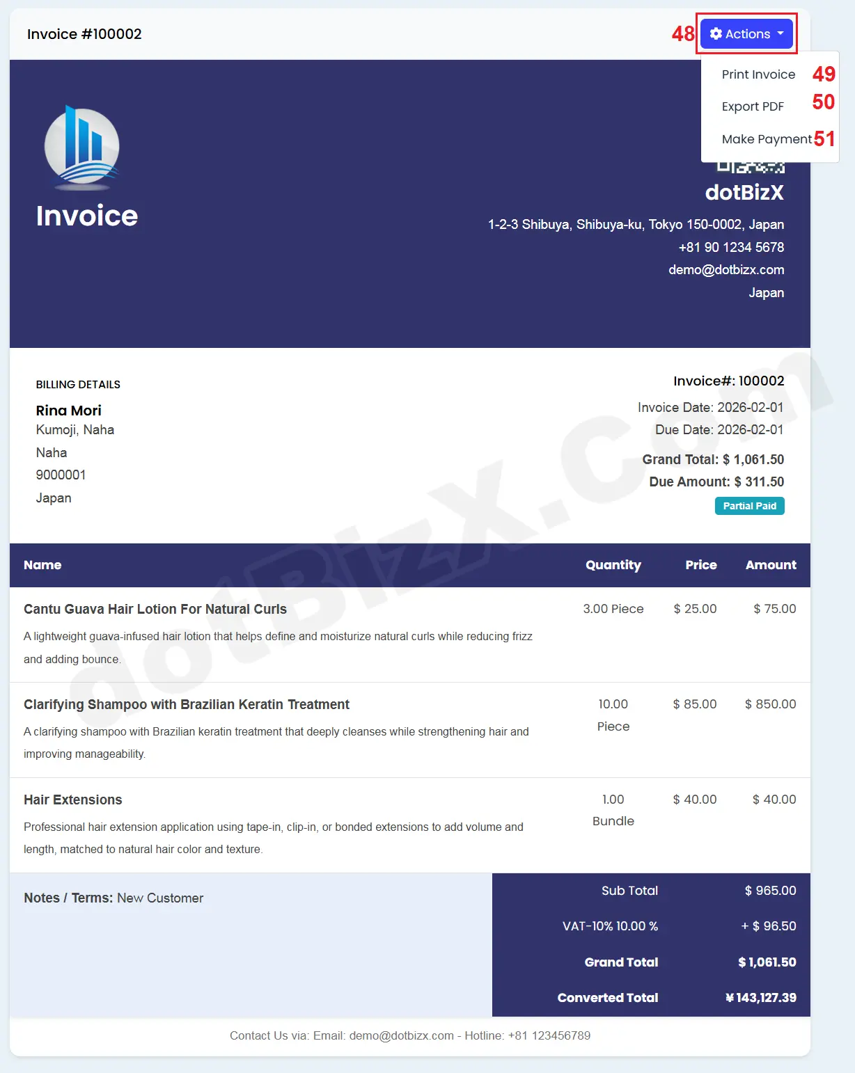 Share Invoice for Customer