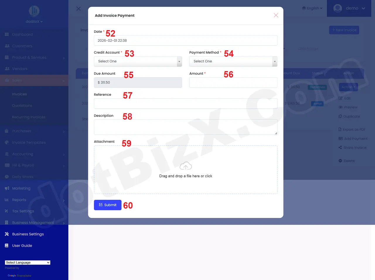 Add Payment for Invoice