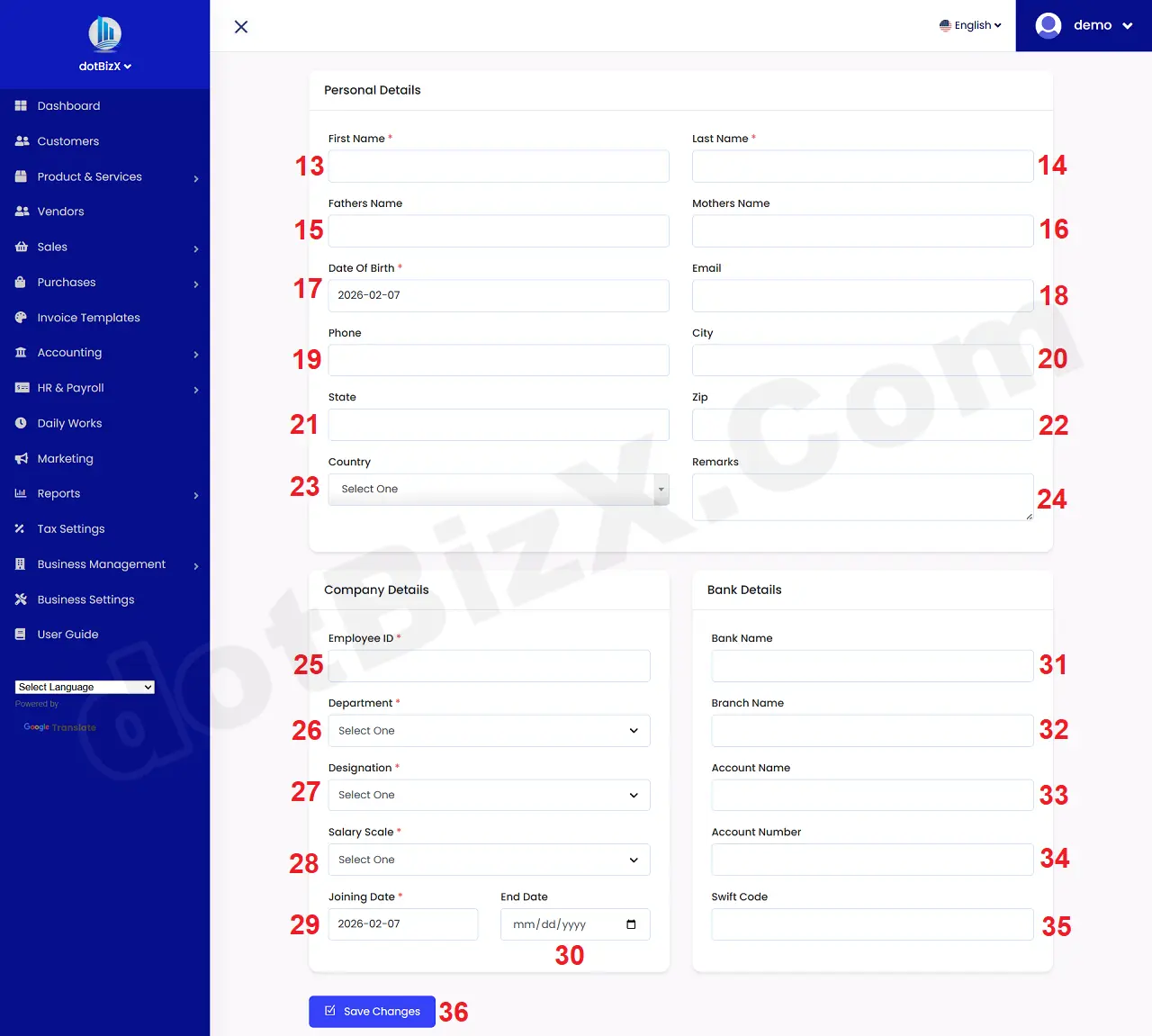 Personal Details Form