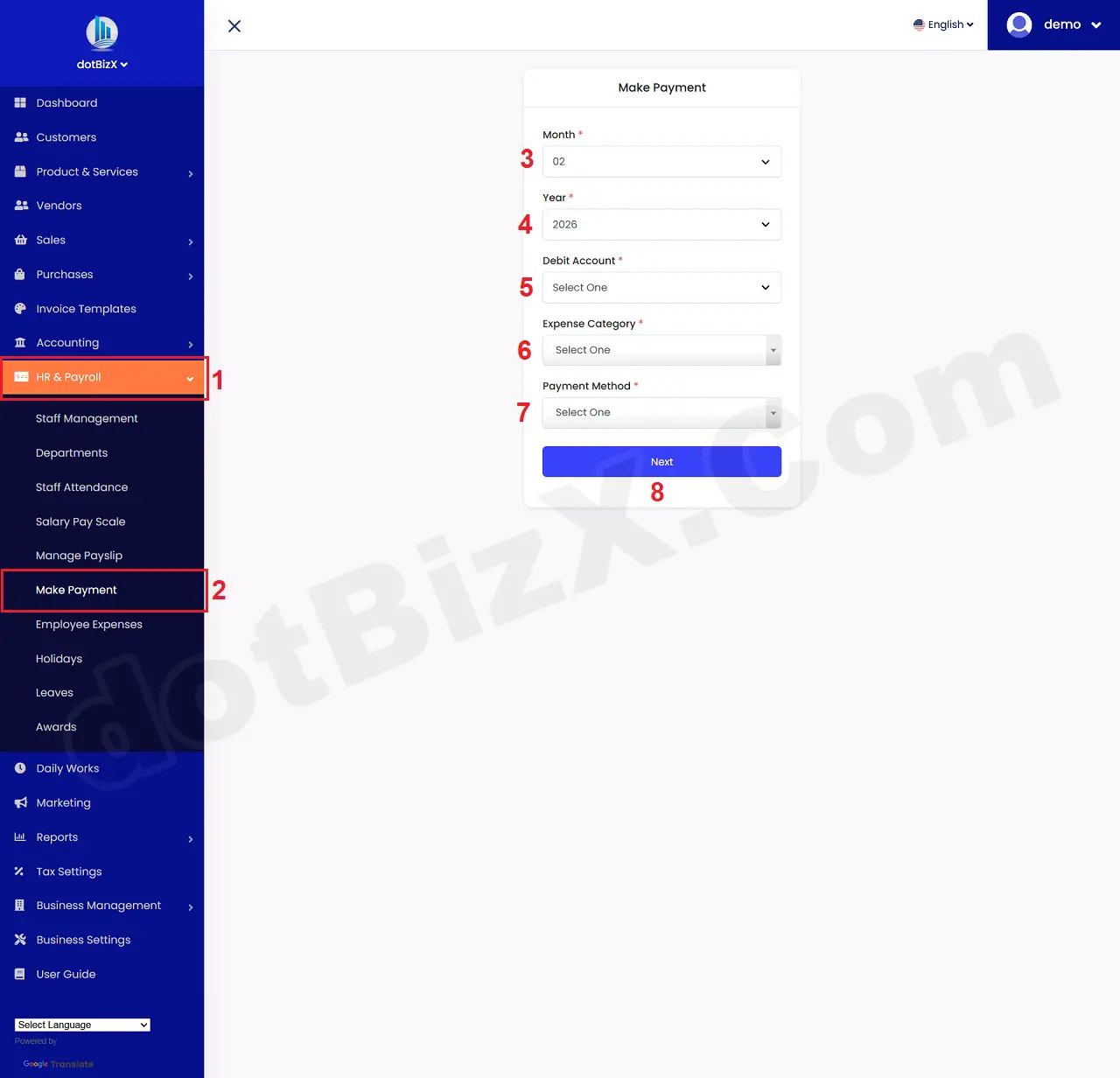 Make Payment Form - Step 1