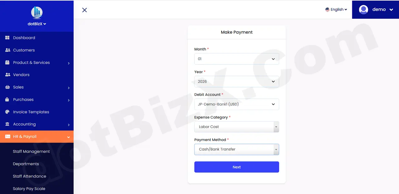 Make Payment Form - Step 1 - After input data