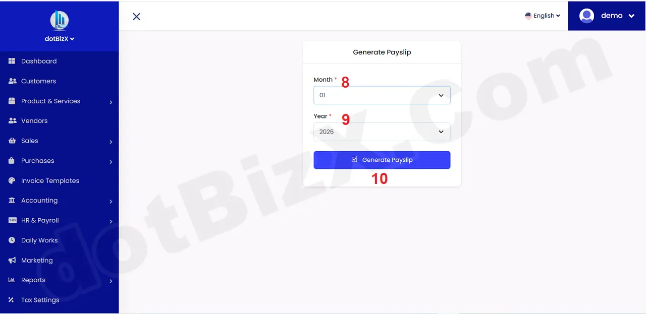 Generate Payslip Form