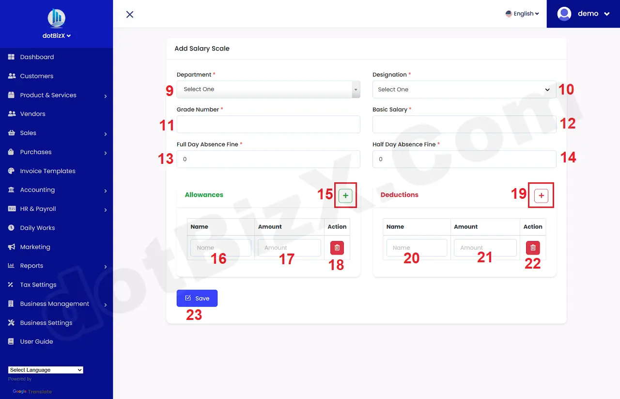 Add Salary Scale Form