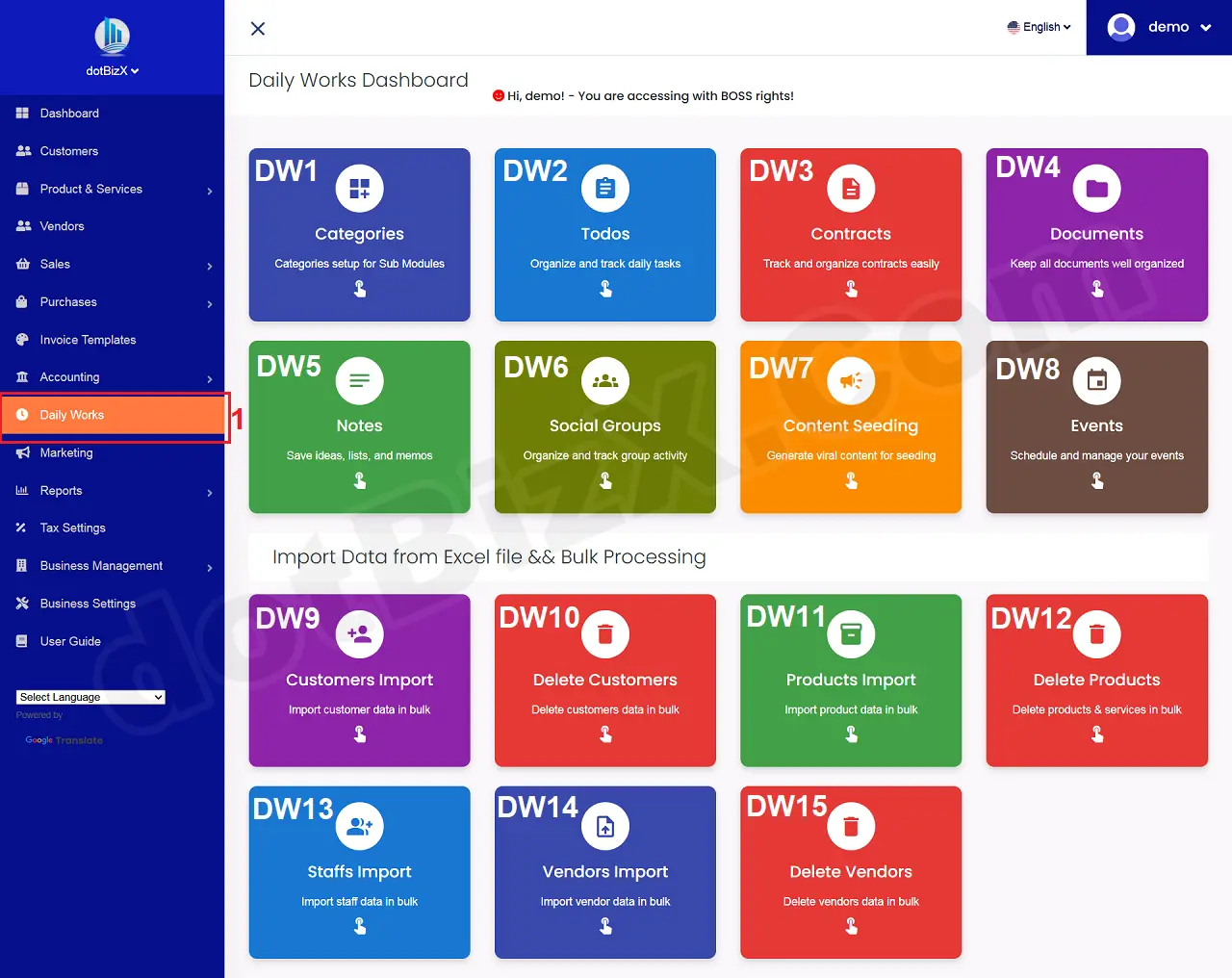 The Interface of Daily Work Module